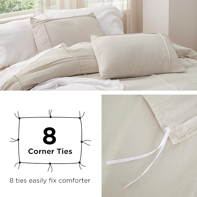 Bedsure Grid Boho Duvet Cover Queen Size - Shabby Chic Tufted Boho Bedding Set, 3 Pieces Shabby Chic Home Bedding for All Seasons, Includes 1 Queen Duvet Cover & 2 Pillowcases (Pumpkin, 90" x 90")
