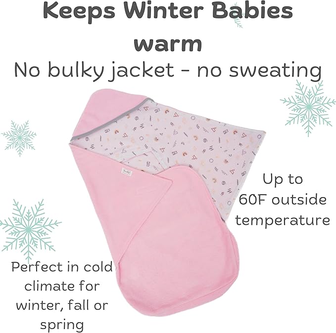 Car Seat Blankets for Babies Winter - Stroller Footmuff Carseat Cover Baby 5 Point Harness - Swaddle Bunting Bag (Rose)