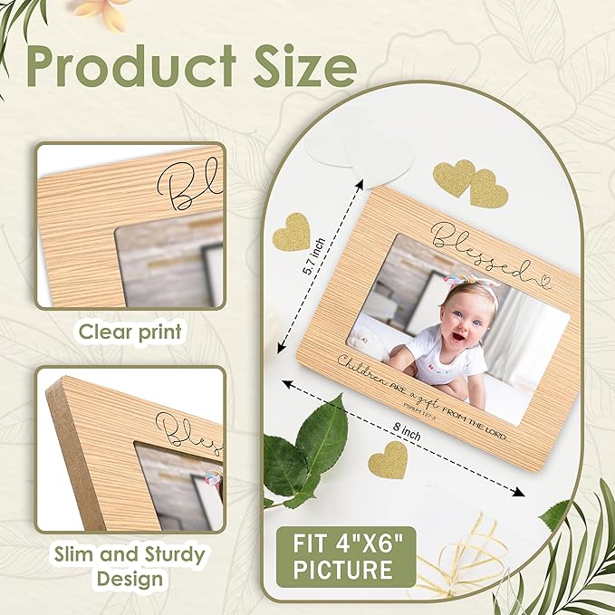 First Christmas Baby Picture Frame - Children Are a Gift from the Lord Gender Reveal Decorations and Baby Shower Gifts for New Mom Grandparent Pregnancy Announcement Nursery 4 X 6 Inch Frame - A21