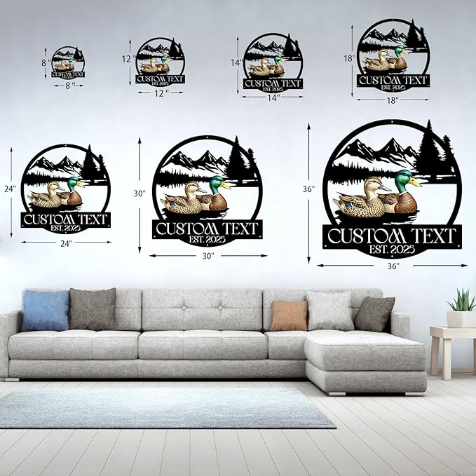 Personalized Mallard Duck Hunting Decor, Vintage Farmhouse Metal Wall Art, Entryway/Nursery/Living Room/Cabin Decor, Personalized Wedding/Housewarming/Anniversary/Christmas Gift for Couples