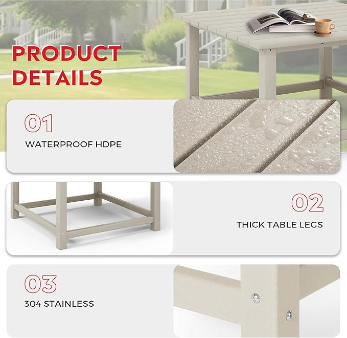 Costaelm Outdoor Kids Table, Toddler Dinner Table Baby Desk Outdoor Childrens Party Tables for Arts & Crafts, Snack Time, Multi-Activity Desk for Ages 2-8 in Classroom/Outside, Sand
