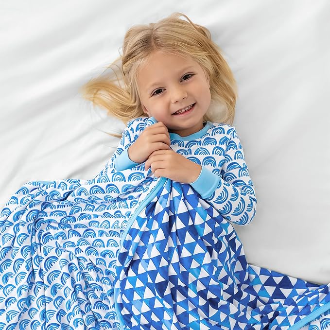 Little Sleepies Cloud Blanket, Soft Viscose from Bamboo Toddler & Baby Blanket for Boys & Girls, Lightweight, Perfect for Hot Sleepers, 50" x 50", Large (Blue Rainbows)