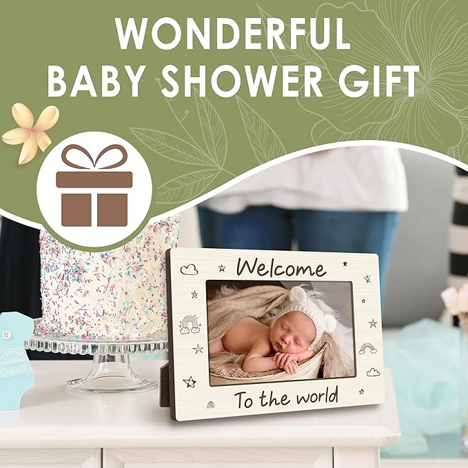 First Christmas Baby Picture Frame - Welcome to the World Gender Reveal Decorations and Baby Shower Gifts for New Mom Grandparent Newborn Nursery 4 X 6 Inch Picture Frame Decor - A01