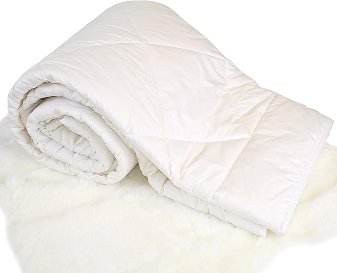 Woolino Premium Australian Wool Duvet Insert Bed Comforter, Mid-Weight Wool Comforter, Organic Cotton Shell, Machine Washable, Crib Size
