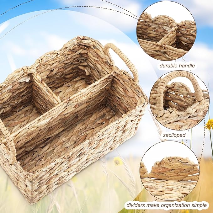 Chunful 1 Pack Wicker Diaper Caddy Organizer Scalloped Edge 9.5 x 13.5 x 7 Inches Rattan Basket Woven Natural Basket Storage Organizer Handmade for Baby Shower Gifts Newborn Storage