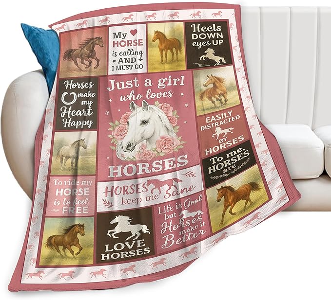 Horse Blanket Farm Horses Throw Blanket Fuzzy Plush Super Fleece Plush Soft Cozy Warm Stuff Bedding Toddler Nursery Baby Blankets Gifts for Boys Girls Kids Adult Men Women 50"X60"