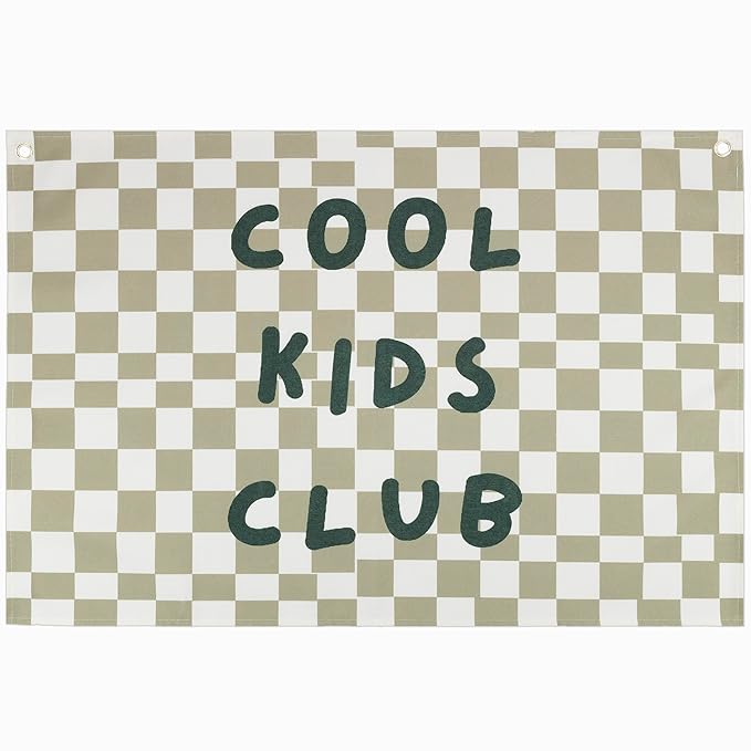 Boho Rectangular Banner Flag Wall Art Decor Gift for Baby Boy Girl Kids Teen,Nursery Classroom Playroom Reading Room Bedroom Decor-Cool Kids Club-Baby Present Shower,Birthday Christmas Gift