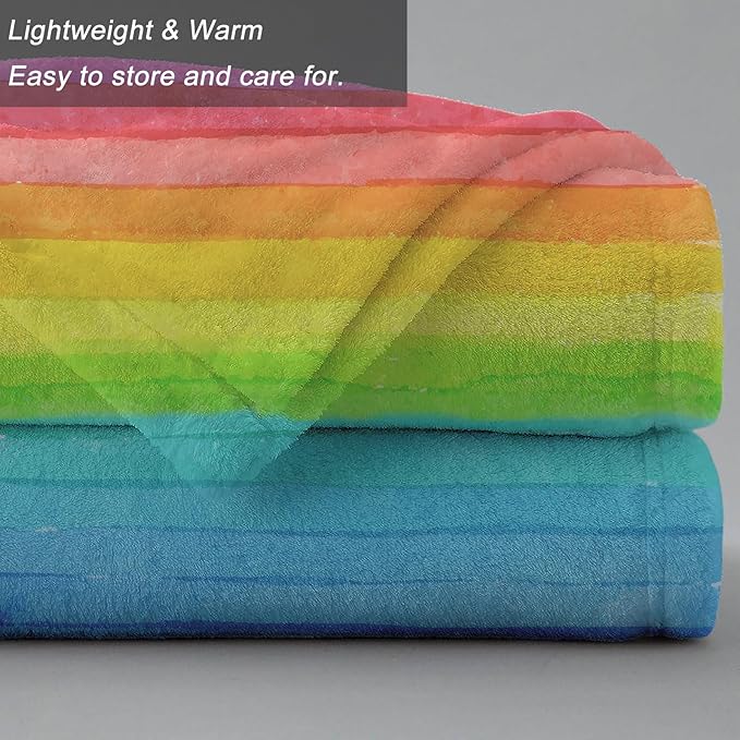 Ultra Soft Fleece Blanket- Lightweight & Warm Throw Blanket for Couch, Cozy Plush Sherpa Blanket for Adults Kids, Durable & Easy Care (Rainbow, 50x60 in)