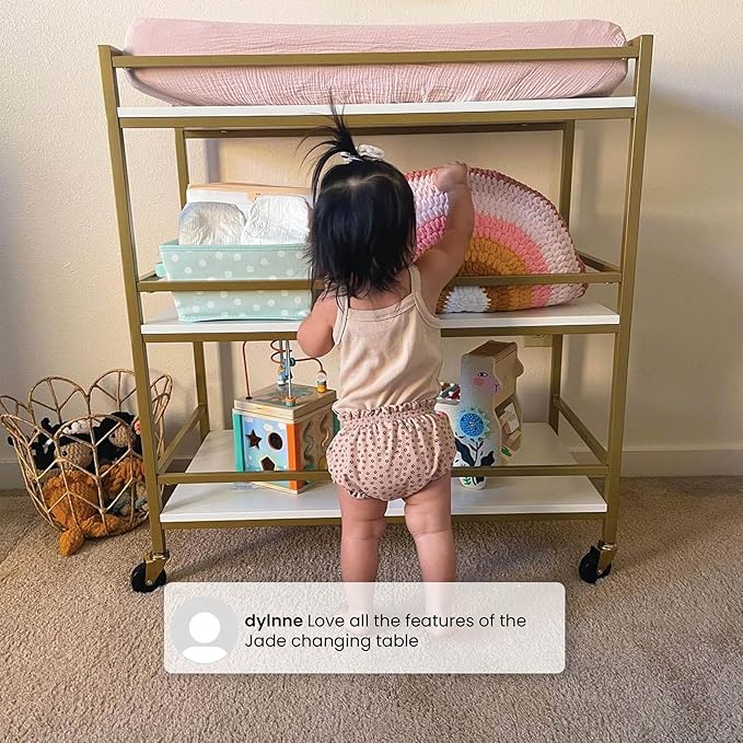Delta Children Jade Changing Table/Cart, White Melamine/Bronze