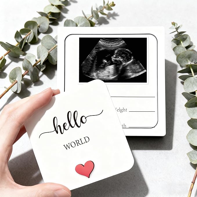 Baby Announcement Sign, Ultrasound Picture Frame Wooden Surprise Box, Hello World Newborn Sign, Birth Announcement Gifts, Pregnancy Reveal to Family, Friends, Auntie, Uncle