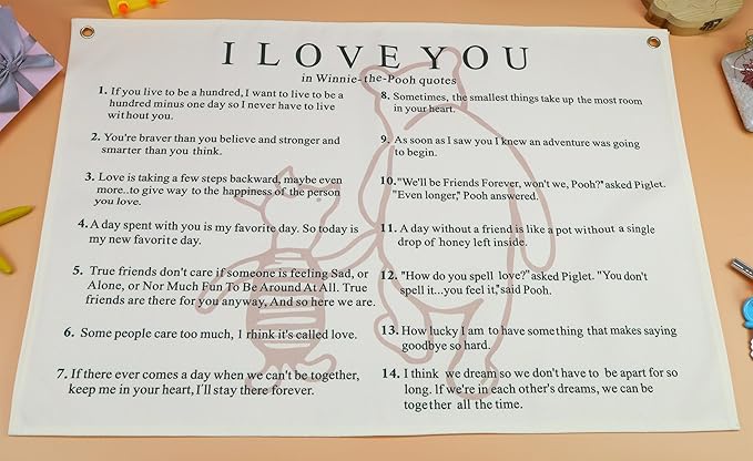 I love You Rectangular Canvas Banner-Boho Flag Wall Decor for Boy Girl Kids Friends,Nursery Baby Room Above Crib Bedroom Living Room Office-Kids Growth Stuff-Baby Shower Birthday Christmas Gift