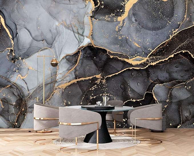 Dark Marble Wallpaper Natural Abstract Texture Wall Mural for Living Room Bedroom（Not Peel and Stick）
