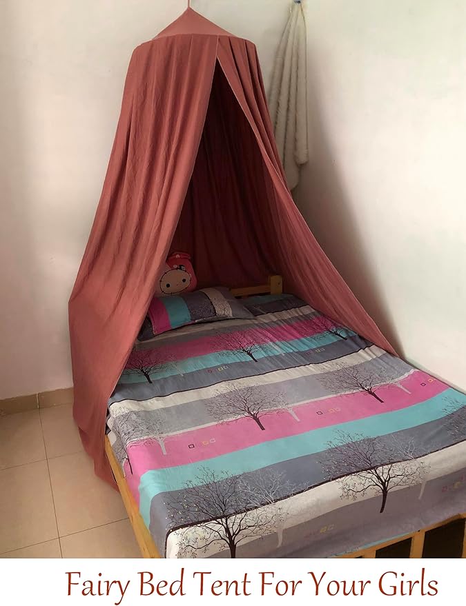 Princess Bed Canopy for Girls, Extra Large Hanging Canopy for Bed, Dreamy Play Tent for Girls Room Bedroom Decoration, Breathable Canopy Bed Curtain for Children Reading Nook - Rose Red
