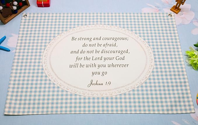 Christian Bible Verse Scripture Rectangular Banner Flag Wall Decor Gift for Baby Boy Girl Kids,Nursery Bedroom Reading Room Decor-Baby,Shower Birthday Christmas Gift-Be Strong and Courageous