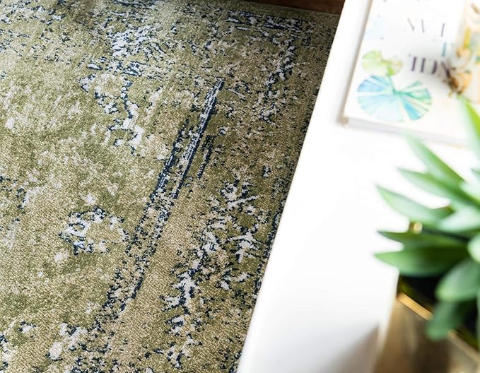 Rugs.com Charleston Collection Rug – 9' x 12' Green Low-Pile Rug Perfect for Living Rooms, Large Dining Rooms, Open Floorplans