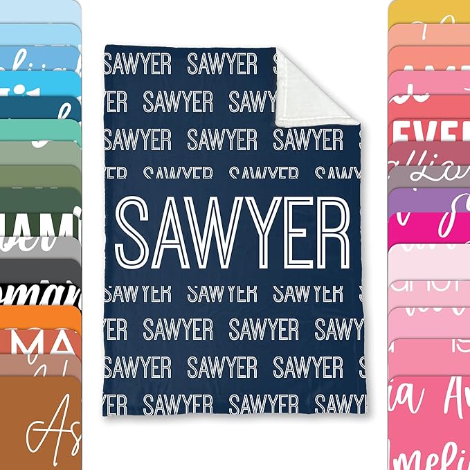 Hickory Hollow Designs Personalized Name Blanket, Color & Font Choice, Custom Minky Throw Blankets, Couch & Bedroom Decor, Fluffy Soft & Warm Bedspread, Minimalist, (Solid Color Big Name, 30" x 40")