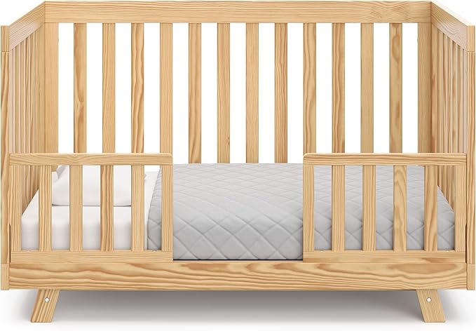 Storkcraft Beckett 3-in-1 Convertible Crib (Natural) – GREENGUARD Gold Certified, Fits Standard Crib Mattress, Converts to Toddler Bed and Daybed, 4 Adjustable Mattress Heights, Grow-with-Me Design