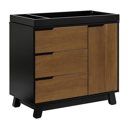 Babyletto Hudson Changing Table Dresser Combo w/Removable Tray - GREENGUARD Gold Certified 3-Drawer Baby Dresser with Table Top & Side Cabinet - Diaper Changing Station for Nursery, Easy to Assemble