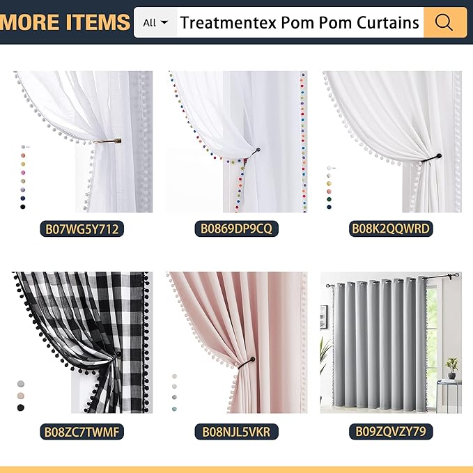 Treatmentex Pompom Green Full Blackout Curtains for Bedroom Living Room 63 inch Thermal Insulated Window Curtain Panels for Christmas Décor 52" w x2 Panels Rod Pocket