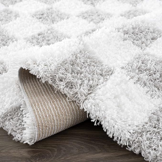 Hauteloom Atira Living Room, Bedroom Area Rug - Contemporary - Plush Pile - Light Gray, Cream - 9'2" x 12'