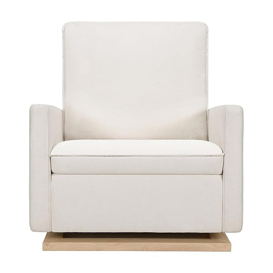 Babyletto Cali Pillowback Chair and a Half Glider in Performance Cream Eco-Weave with Light Wood Base, Water Repellent & Stain Resistant, Greenguard Gold and CertiPUR-US Certified