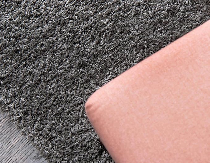 Unique Loom Solid Shag Collection Area Rug (10' x 13' 11" Rectangle, Graphite Gray)