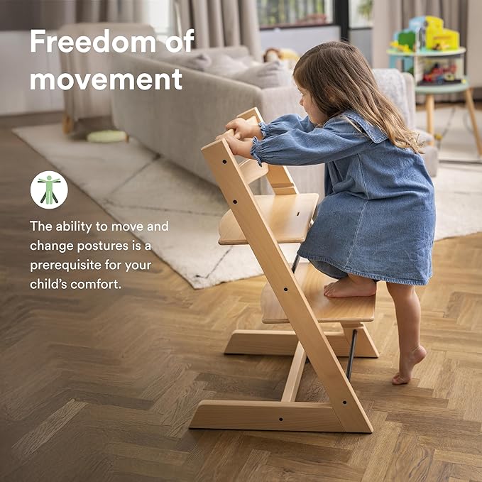 Tripp Trapp Chair from Stokke, Natural - Adjustable, Convertible Chair for Toddlers, Children & Adults - Convenient, Comfortable & Ergonomic - Classic Design