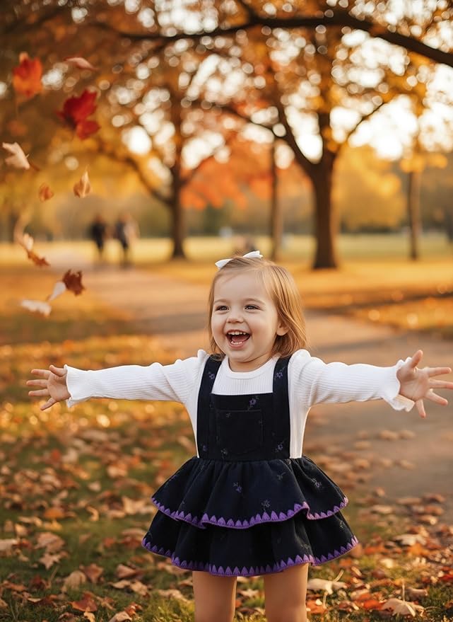 YOUNGER TREE Newborn Baby Girl Fall Winter Outfits Long Sleeve Romper Corduroy Overall Dress Infant Skirt Clothes Sets