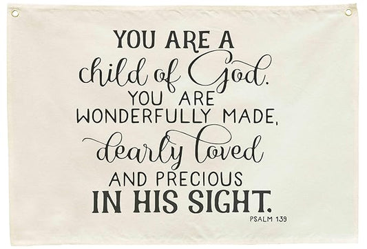 Nursery Wall Decor-Rectangular Canvas Banner Flag Wall Decor for Baby Boy Girl Kids,Nursery Above Crib Bedroom Reading Room Playroom Decor-You are a Child of God-Baby,Shower Birthday Christmas Gift