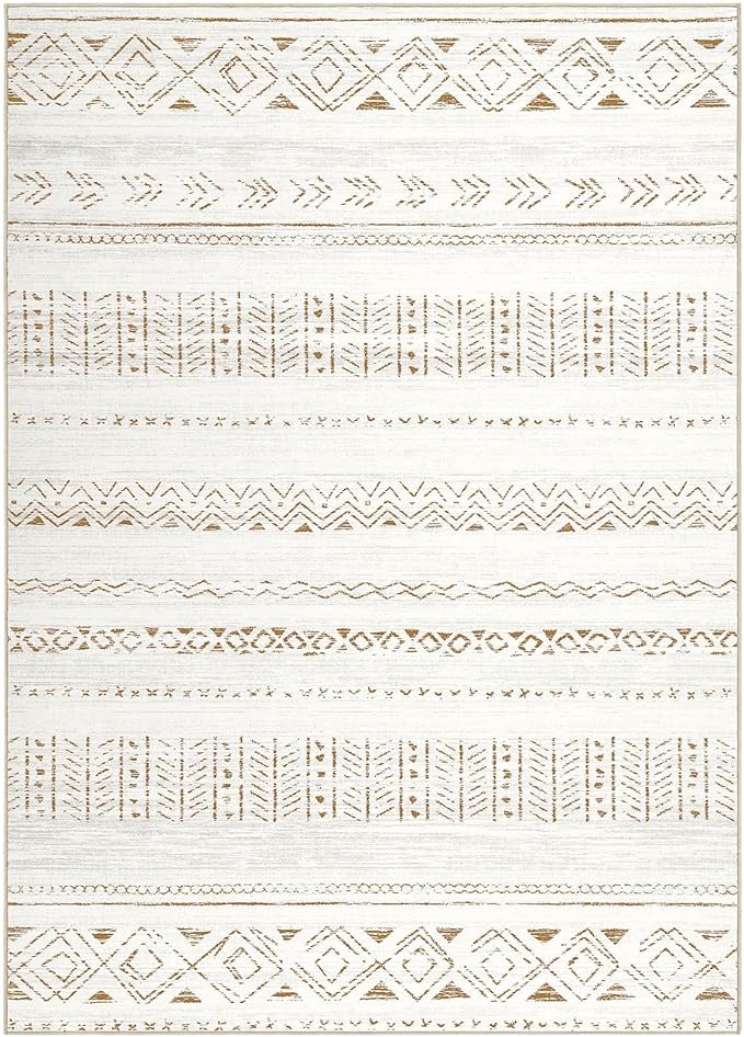 Area Rugs for Living Room Washable Living Room Rug Soft Neutral Indoor Floor Carpet Non-Slip Stain Resistant Modern Boho Rugs for Bedroom Dining Room Kids Room Nursery Office Home Brown