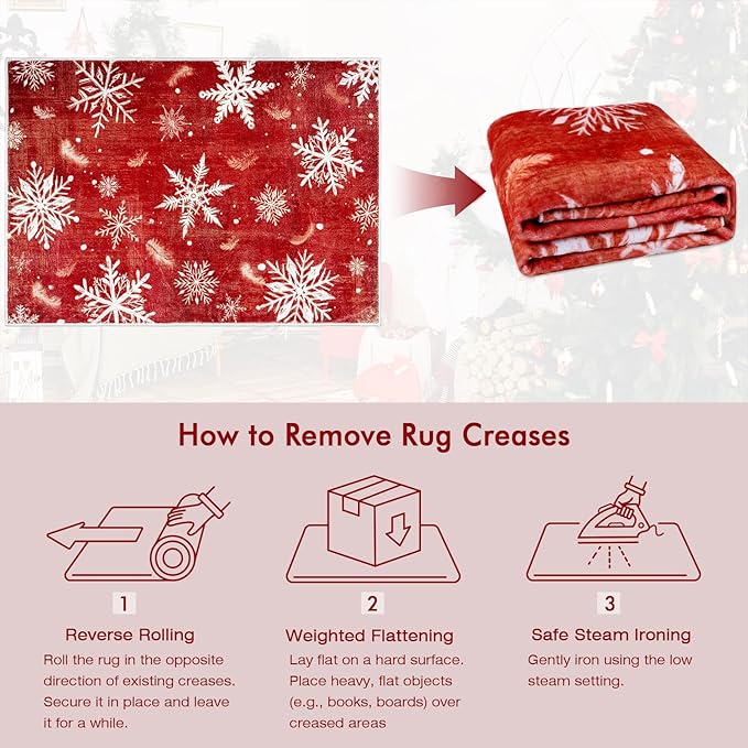 5x7 Machine Washable Christmas Area Rug, Non-Slip Floor Rugs for Kids, Low Pile Room Carpet for Living Room, Bedroom, Dining Room & Nursery(5x7 Snowflake)