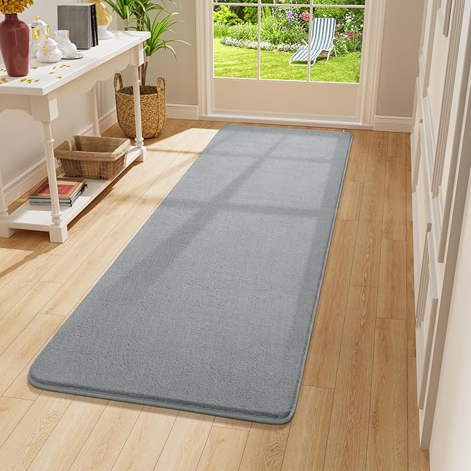 Amearea Modern Soft Hallway Runner Rug, 2x8 Feet Area Rug Runners for Hallways, Washable Runner Rugs, Non Slip Memory Foam Rug Grey Runner Rugs Carpet for Entrance Kitchen Kids Room Decor, Grey