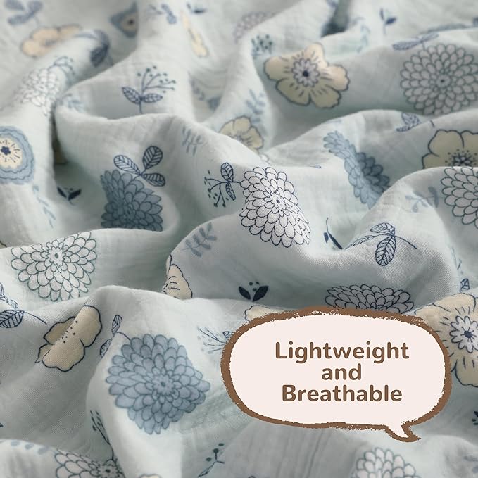NTBAY 2 Layer Muslin Cotton Baby Swaddle Blanket, 30x40 Soft and Breathable Receiving for Newborns and Infants, Perfect for Crib, Stroller, Travel, Lightweight Nursery Blanket, Rustic Bloom