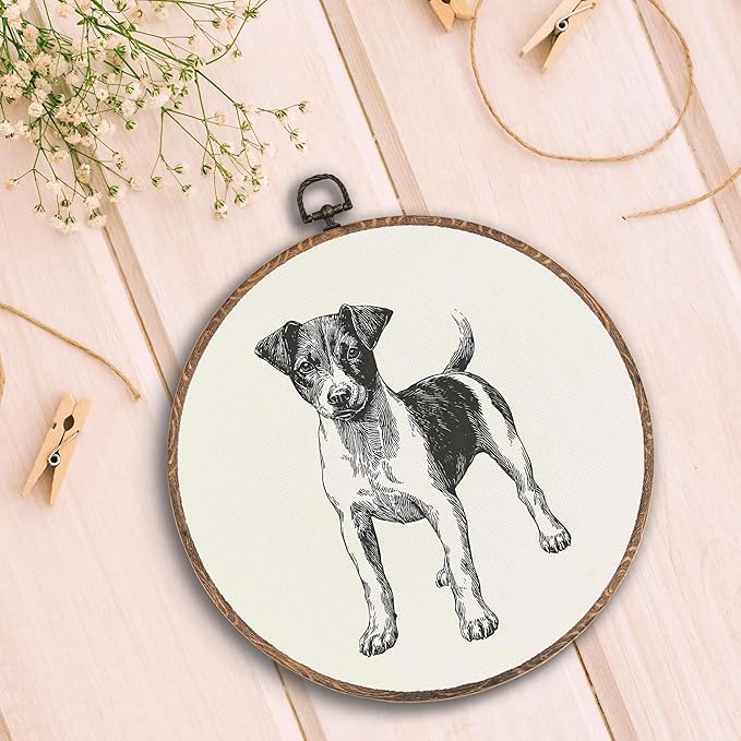 Vintage Swedish Farmdog Round Wall Art Framed, Retro Weiner Dog Round Wall Decor, Swedish Farmdog Weiner Dog Gifts Hanging Canvas Print Wall Sculpture for Bedroom Living Room Decor, 10x10 Inch