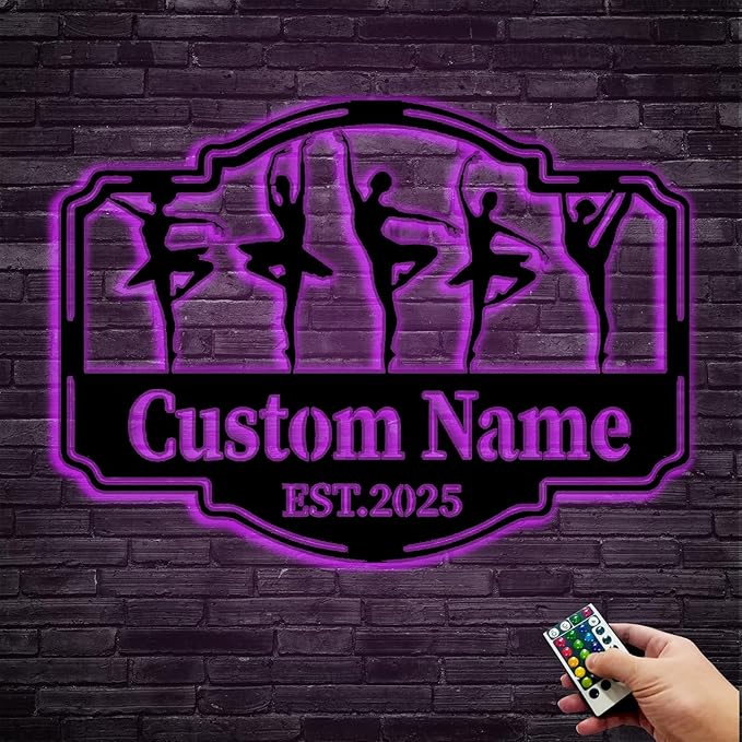 Custom Ballet Dancer Metal LED Wall Art,Personalized Girl Name Ballet Sign for Bedroom, Nursery, Dance Studio – Ballerina Wall Decor, Dancer Gift, Birthday Gift for Kids