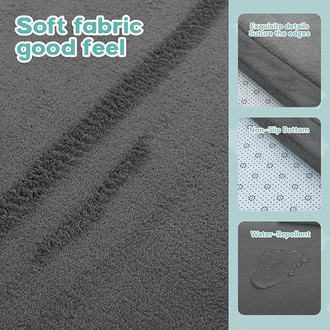 Baby Play Mat for Floor, 71'' x 59'' Thicken Foam Soft Padded Playmat for Tummy Time, Playpen Mat for Toddlers, Water-Repellent Coral Velvet, Non-slip Bottom Safe for Crawling (Dark Grey)