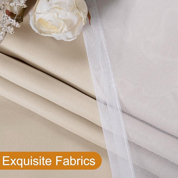 DWCN Beige Layered Curtains for Living Room Blackout and Sheer Curtains Grommet Top Window Treatment with Sheer Overlay for Bedroom, 52 W by 108 L, 2 Pieces