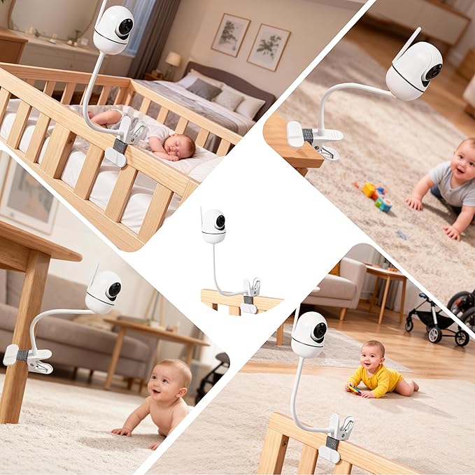 Baby Monitor Mount – 15.7 inch Flexible Clip Stand Compatible with HB65/HB66/HB248/HB6550/HB6550 pro, ANMEATE SM935E, Universal Baby Monitor Holder for Crib, Shelf, Bed, Nursery