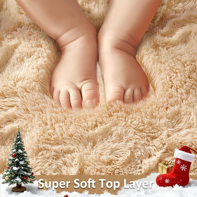 Ophanie Beige Rugs for Living Room Bedroom, 6x9 Fluffy Fuzzy Furry Carpet, Plush Soft Shaggy Bedside Indoor Floor Area Rug for Kids Girls Boys Baby Teen Dorm Nursery Home Decor Aesthetic