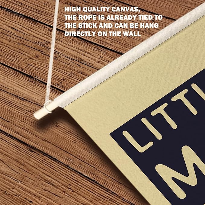 Qpenm Little Man Cave Hanging Wall Canvas Banner,Kids Room Hanging Pennant Flag Prints,Nursery Hanging Wall Canvas Banner,Baby Boy Girl Nursery Decornursery Wall Art Decor