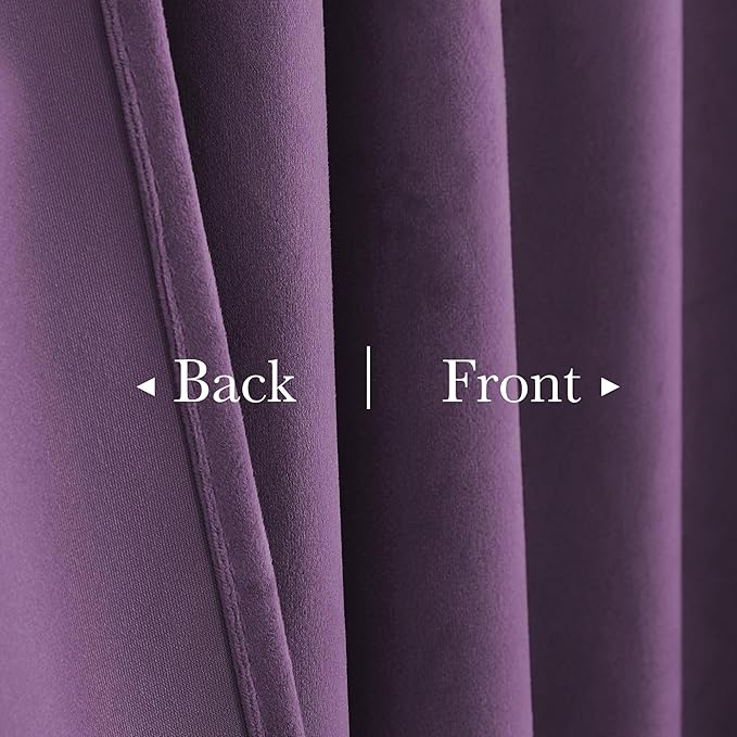 StangH Lavender Velvet Curtains 96 Inches Long, Room Darkening Soft Drapes for Bedroom, Thermal Insulated Window Treatment for Living Room, Rod Pocket Back Tab, W52xL96 inch, 2 Panels