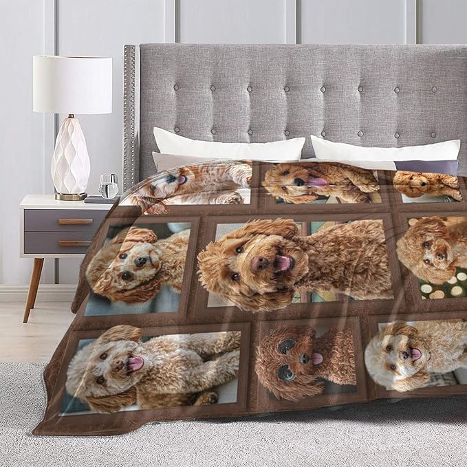 Golden Doodle Blanket Goldendoodle Decor Throw Blanket Super Soft Flannel Lightweight Fluffy Plush Cozy Fuzzy Fleece Gifts Blanket for Dog Lover Women Girls Boys Adults for Bed Sofa 50"X60"