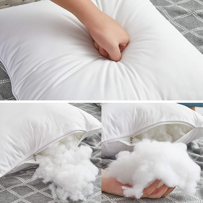 Oubonun 18"x18" Pillow Inserts (Set of 4) - 100% Cotton Cover, Square Throw Pillow Inserts for Couch, Sofa, Bed - Decorative 18 Inch White Pillow Inserts