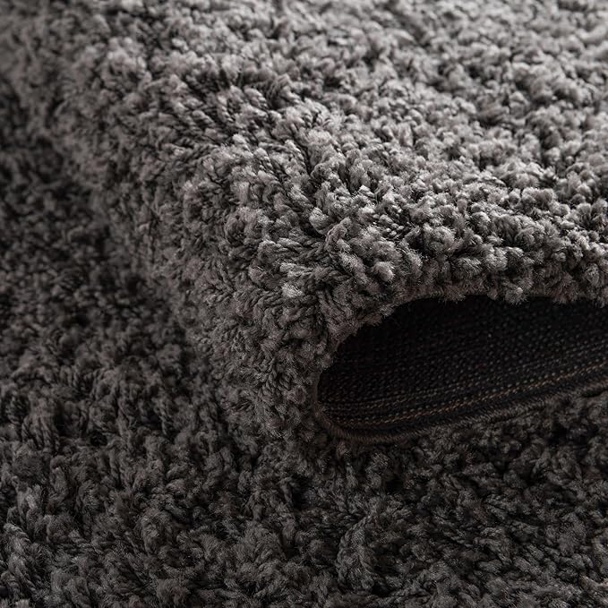 Unique Loom Solid Shag Collection Area Rug (3' 3" x 5' 3" Oval, Graphite Gray)