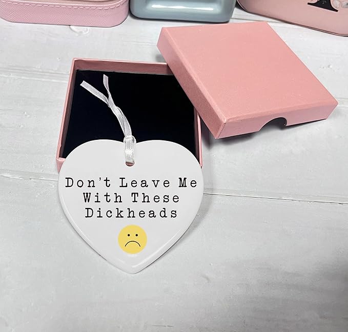 Heart Shaped Christmas Ornament-Colleague Promotion New Job Gift-Funny Farewell Goodbye Don’t Leave Me Appreciation Present for Coworker Leader Teacher Ceramic Keepsake Decor