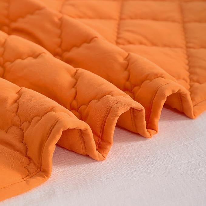 Down Alternative Toddler Comforter 39x47, Lightweight Warm Solid Color Baby Crib Quilted Blanket for Boys Girls, Orange
