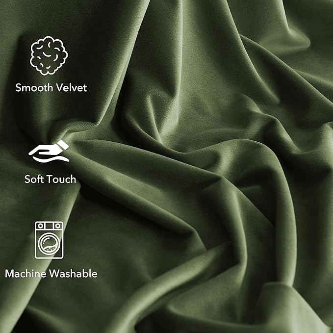 StangH Moss Green Velvet Curtains 84 inch Length 2 Panels, Pinch Pleated Room Darkening Curtains & Drapes Luxury Thermal Insulated Decorative Plush Panels for Bedroom Living Room, W38 x L84
