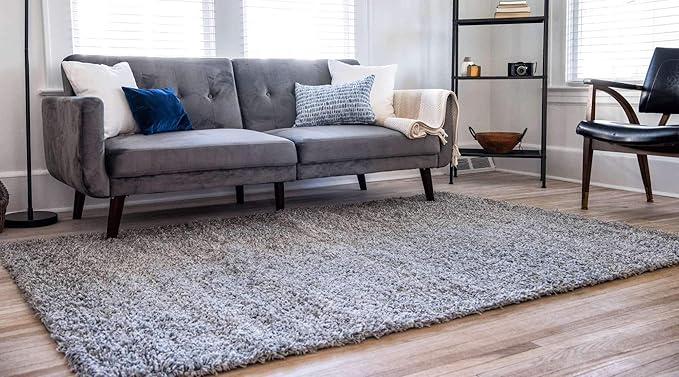 Unique Loom Solid Shag Collection Area Rug (3' 3" x 5' 3" Rectangle, Cloud Gray)