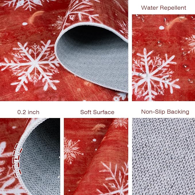 5x7 Machine Washable Christmas Area Rug, Non-Slip Floor Rugs for Kids, Low Pile Room Carpet for Living Room, Bedroom, Dining Room & Nursery(5x7 Snowflake)