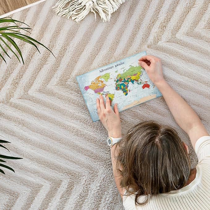 ElephantStock - Personalized Adventure Awaits IV Push Pin World Map Wall Art - Horizontal Canvas Wall Art - Living Room Wall Decor - Digital Art Map Canvas Art - Blue And Green Decor - 12" x 8"